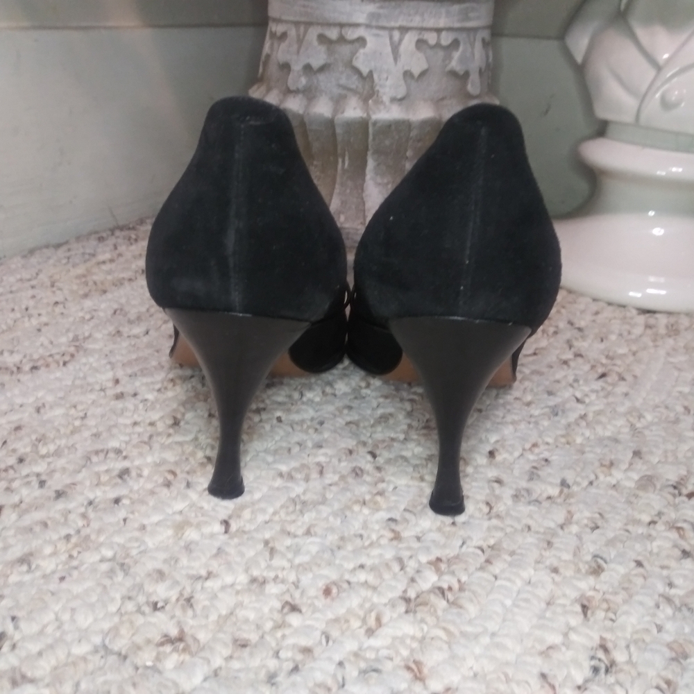 Vintage Christian Dior Sexy Black Corset Lacing Pointed Toe Suede, Leather Pumps - Picture 5 of 8